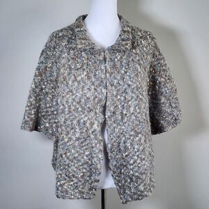 Susan Bristol Knit Cape Cardigan Womens 2X Gray Wool Alpaca Mohair Blend Chunky